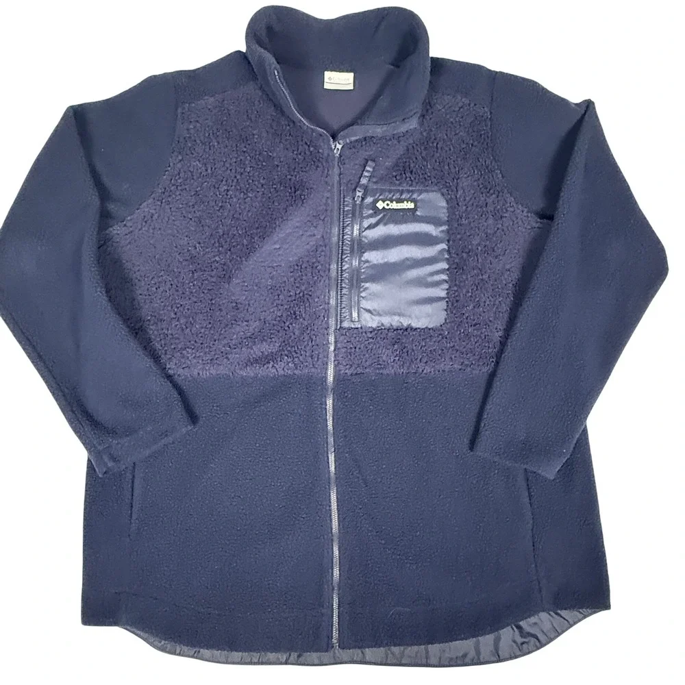 Columbia Mens XXL‎ Full Zip Fleece Jacket Outdoor Hiking Blue
